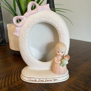 Lefton China hand painted The Christopher Collection 1983 oval photo holder